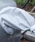 No Fuss Magnetic Ev Charger Rain Cover Waterproof Snowproof Sun Shield For Universal Stations Rock Solid Cable Protector Quick Snap Install showing gray cover with water droplets.