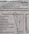 Installation guide for 10 Pack 10 Inch Gas Struts For Cabinets 100N 22.5 Lbs, diagram and instructions shown