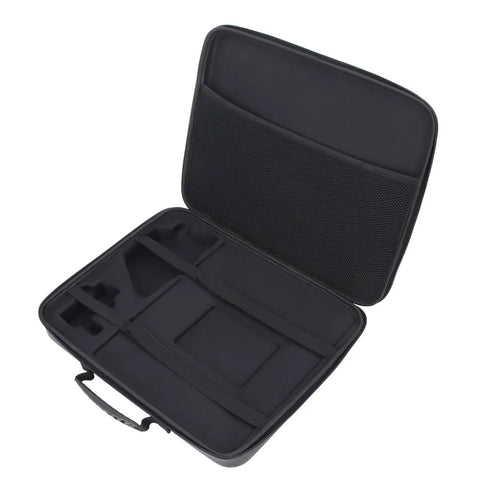 Satellite Hard Case With EVA Shell And Multi Compartment Organizer for outdoor travel, interior view with compartments and handle.