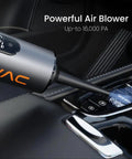 Heavy Duty Cordless Car Vacuum With 16000Pa Kickass Suction And HEPA Filter Handheld Detailer With Led Display Plus Dual Vacuum Blower Modes For Slick Auto Whip Cleanup close-up showing the vacuum nozzle reaching into car console.