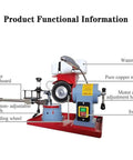 Heavy Duty Electric Saw Blade Sharpener Dry Wet Circular Grinder Precision Angle Mill Tool With Coolant Tank And Handy Ring Holder side view with water tank and copper motor.