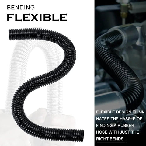 Black universal 48-inch flexible radiator coolant hose with 4 clamps