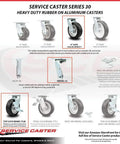 Built Tough Rock Solid Heavy Duty Swivel Caster Set Of 4 With 6 Inch Rubber On Aluminum Wheels And Top Lock Brakes Rated for 2200 Lbs capacity guide.