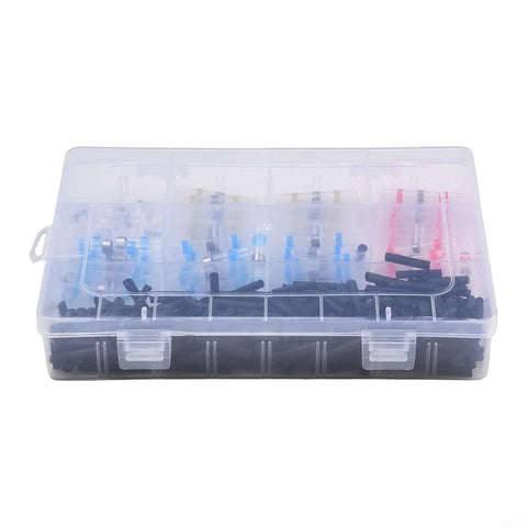 Top Notch 400 Piece Heat Shrink Butt Terminals Kit With Black Tubing Waterproof Solder Seal Sleeves For Car And Boat Repair Jobs Making Wiring Easy Peasy in clear storage case