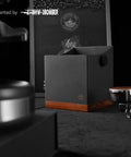 2.5L Large Espresso Knock Box With Shock Absorbent Silicone Knock Bar Metal And Walnut Wood Coffee Grounds Container shown