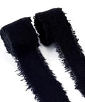 Polycotton Denim Fringe Ribbon 1 Inch Wide Raw Edged 4 Yards Pack For DIY Jewelry Winter Crafts Garment Accessories in black