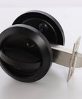 Sleek Stainless Steel Low Profile Door Knobs With Butter Smooth Nonlocking Flat Handle And Hidden Recessed Cup Shape Fast Mount Pocket Entry Handle Set Includes Black Chicago Screws.