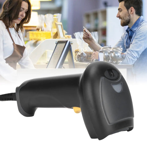Handheld Barcode Scanner 2D Code Reader, Wired Universal QR And Barcode Scanner For Android on checkout counter