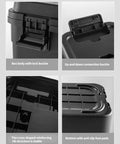 Close-up of Dual Size Tool Box Organizer Set 6.5L and 4L with secure locking clasps, layered compartments, and anti-slip pads.