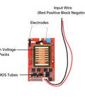 Compact Dc Booster Module Powers 9 To 24V Right Into A Knockout 10Kv Up To 20Kv High Voltage Generator with input wires and electrodes.