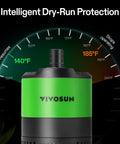 VIVOSUN submersible water pump, green body with black base, front view; suitable for aquariums and fountains.