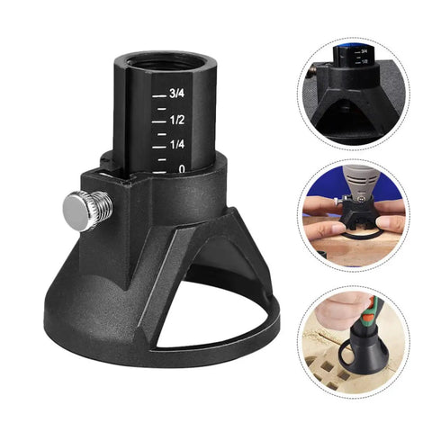 Premium 2 Piece Mini Electric Grinder Positioner Rotary Tool Grinding Locator Holder for Drills and Milling Cutters, black guide with size markings.