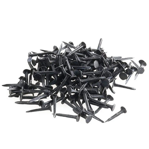 500 Pack Black Iron Nail Tacks 13mm for Shoes Boots Soles Leather Heel Repair and Replacement, scattered pile view