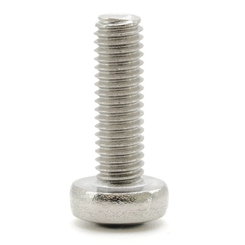 Close-up of a single stainless steel screw for Toyota Rear License Plate, M6-1.0 x 20mm, OEM style replacement hardware.