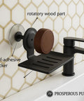 Two Pack Detachable Soap Holder With Self Draining V Shaped Design In Stainless Steel And Wood Finish for bathroom sink