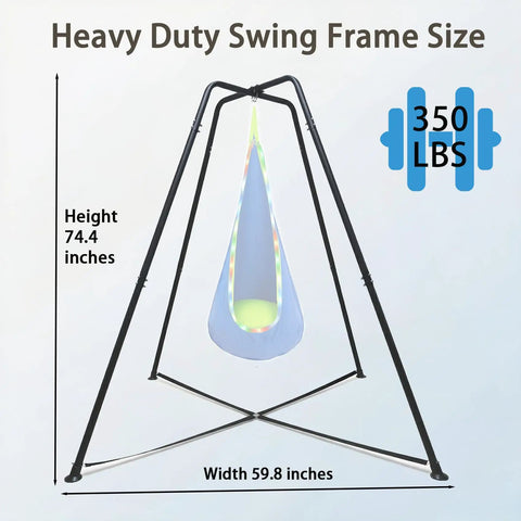 Heavy Duty Swing Frame For Indoor And Outdoor Use With 350 Lbs Capacity, A Frame Swing Stand with dimensions and weight capacity