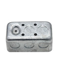 12 Pack Galvanized Rugged Single Gang Metal Electrical Box Kit With Ten Half Inch Knockouts And Six Side Knockouts Raised Ground Thirteen Cubic Inches Capacity One And Seven Eighths Inch Deep Junction Box, front view