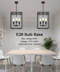 Dining room with two Rustic Hallway Cage Chandelier With 3 Lights Dope Vintage Industrial Farmhouse Square Pendant Ceiling Lights