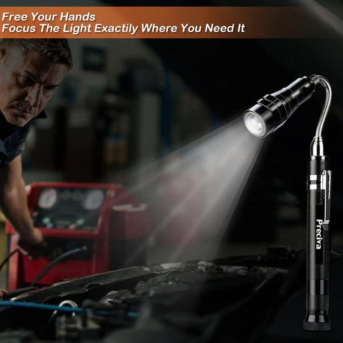 Magnetic Telescoping Pickup Tool Set With 15 Lb And 1 Lb Pickup Rods, LED light illuminating car engine for repair