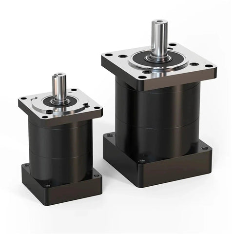 NEMA 23 planetary gearbox speed reducer with 14mm shaft and 57mm flange for CNC router or robotic rig.
