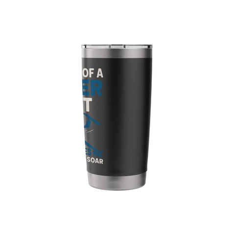 Side view of Dad Of A Glider Pilot Insulated Stainless Steel Tumbler For Aviation Fans Cool Gift For Glider Dads And Gliding Club Crew