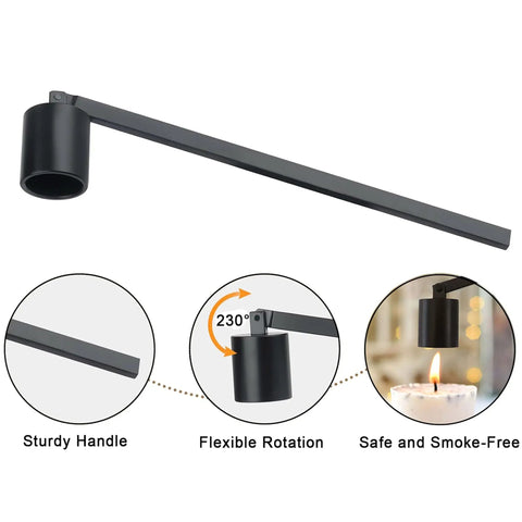 Sleek Black Stainless Steel Candle Snuffer With Rotating Swivel Bell And Ergonomic Grip Handle For Smooth Flame Control And Deep Jar Reach Killer Gift For Candle Lovers Everywhere