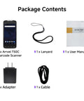Package contents of Rugged 5 Inch Android Barcode Scanner with 4G LTE WiFi GPS IP65 Zebra SE4710 Engine Heavy Duty PDA