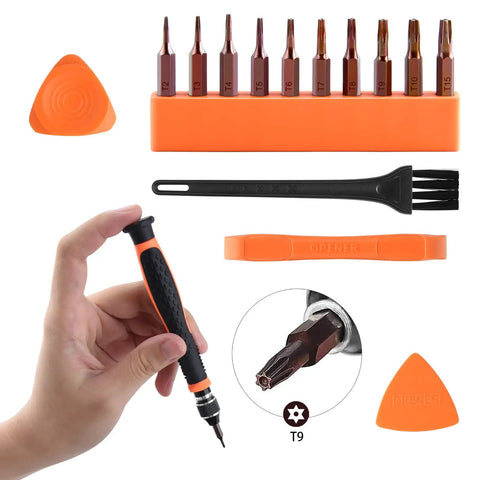 10 In 1 Interchangeable Magnetic Torx Screwdriver Set With Magnetic Handle And 10 Bits T2 T3 T4 T5 T6 T7 T8 T9 T10 T15 For Phones
