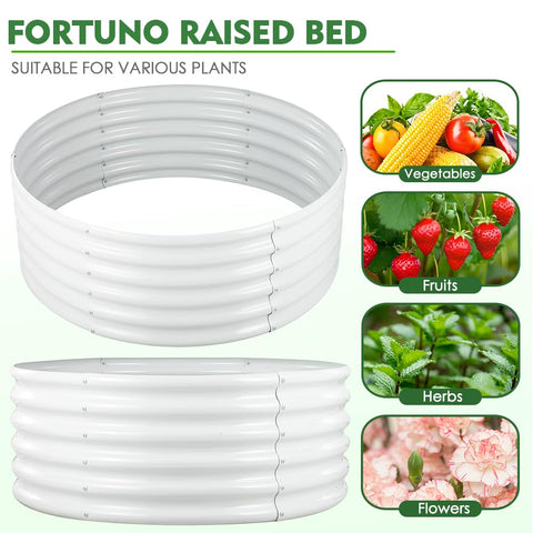 Two Pack Round Galvanized Raised Garden Bed Kit 3 By 3 By 1.5 Feet Open Bottom Outdoor Planter For Vegetables Herbs And Fruits Cream White Metal Raised Box
