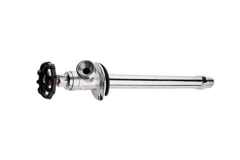 Frost Free 8 Inch Long Sillcock Hose Bibb With One Half Inch MIP To Three Quarter Inch Connection, chrome plated brass body, handwheel view