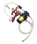 Heavy Duty Commercial 12V Electric Fluid Transfer Pump For Oil And Gasoline with hoses and clips for fluid transfer.