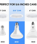 BR30 LED Recessed Flood Light Bulbs 105W Equivalent 1500LM Dimmable Daylight 5000K Indoor Recessed Can Lighting UL Listed 6 Pack Energy Saving Spotlight Replacements fit size comparison with BR20 and BR40 bulbs.