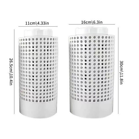 Underground Worm Compost Bin For Gardens And Home Use With 110 160 Hole Design, 2 Gallon Capacity, shown in white PVC material.