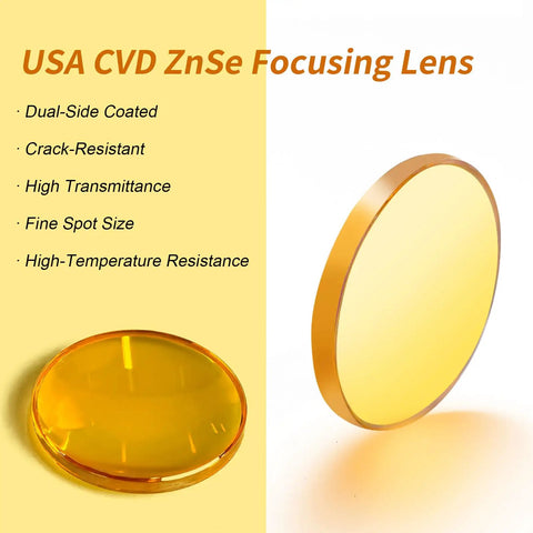 CO2 Laser Focusing Lens 18mm Diameter With 50.8mm Focal Length ZnSe CVD Lens For Engraving And Cutting Machines 50W-180W Compatible