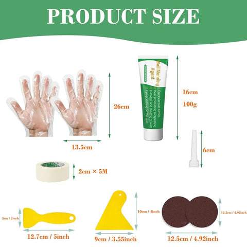 All In One Drywall Repair Kit With Putty, Scrapers, Sandpaper, Gloves, Masking Tape And Spackle For Quick Hole Patching And Easy Wall Mending