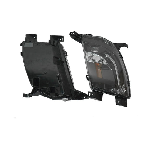 High Grade Pair Driving Fog Lights Boasting Hella Bright Glow And Snazzy Clear Lens Built To Drop Right Into Tesla Model S 2012 To 2020 US Spec Front Bumper Upgrade Kit, showcasing clear lens and durable housing.