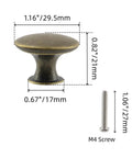 Rock Solid Vintage Antique Brass Cabinet Knobs For Dressers And Drawers Heavy Duty Zinc Alloy Build dimensions with M4 screw