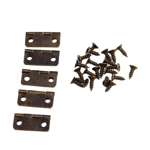 Bronze heavy-duty concealed rotating hinges set with screws, 4-hole fittings for cabinets and jewelry boxes, 16x13mm size, 10-piece