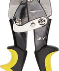 Amazon Basics straight cut aviation snip; steel blades, black and yellow ergonomic handles.