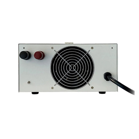 Rear view of Beefed-Up Bench Power Supply 0-300V 0-10A 3000W Lab-Grade DC Supply With Stable Voltage And Current Overcurrent Protection Built For Workshop Prototyping And Equipment Testing, with cooling fan and power cord