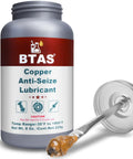 Front view of BTAS Copper Anti-Seize Lubricant bottle, 8 oz, high-temperature copper grease for spark plug bolts