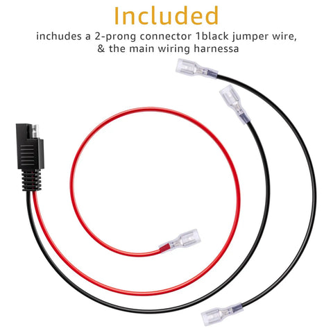 24 Volt Battery Wiring Harness Kit With Insulated Terminals And 2 Prong Connector For Electric Bicycles Replacement Part