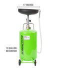 18 Gallon Spillproof Portable Oil Drain Pan With Rolling Cart And Steel Waste Oil Container For Easy Oil Changes Collects Motor Oil, Transmission Fluid And Coolant Funnel Drain Great For Under Lift Maintenance
