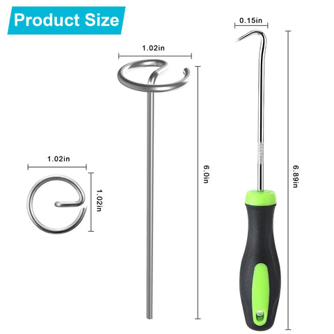 Product dimensions of a metal tool with handle showing measurements of 6 and 6.89 inches in height and 0.15 inch diameter.