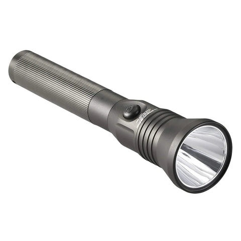 800 Lumen Tactical Flashlight With 120V AC Charger One Handed Tail Button High Medium Low And Strobe Modes Durable Anodized Aluminum Construction IPX4 Water Resistant Long Reach Beam Grooved Barrel For Solid Grip