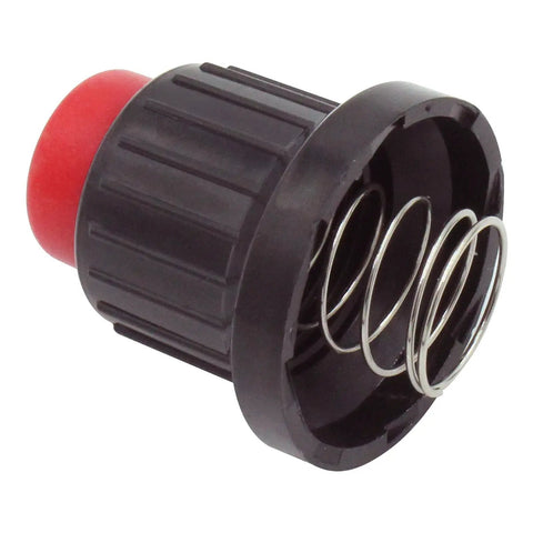 Propane Gas Patio Heater Replacement Electronic AAA Battery Pulse Igniter Cap, red button, spring detail, side view