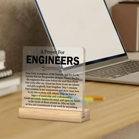 Clear Desk Sign For Engineers Gift Idea Nerdy Graduation Gift For Civil Mechanical Electrical Engineers On A Wood Stand Acrylic Home Office Desk Decor