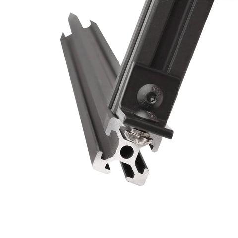 Close-up of 10 Piece 2 Hole Inside Corner Bracket Set For 4040 Aluminum Extrusion 10mm Slot 90 Degree L Shape Black assembly