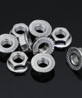3/8-16 Serrated Flange Hex Lock Nuts Stainless Steel 18-8 304 Bright Finish 10 Pack Inch Thread Durable, Corrosion Resistant, Heavy Duty