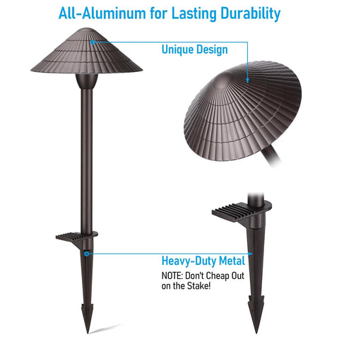 Low Voltage LED Landscape Path Lights 3W Cast Aluminum 12-24V showing unique design with oil rubbed bronze finish